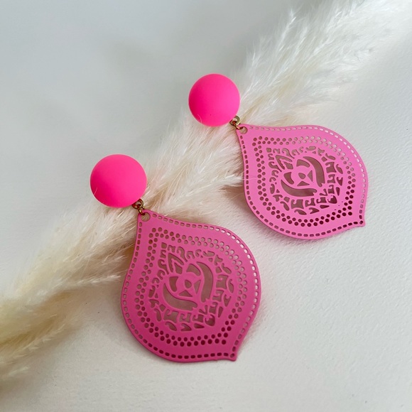 Colorful Ornate Earrings - Pop-of-color Statement Earrings - Summer Earrings - Picture 13 of 16